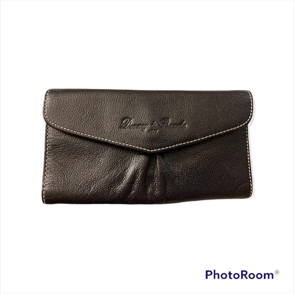 Dooney and Bourke Black Pebbled Leather Large Continental Wallet